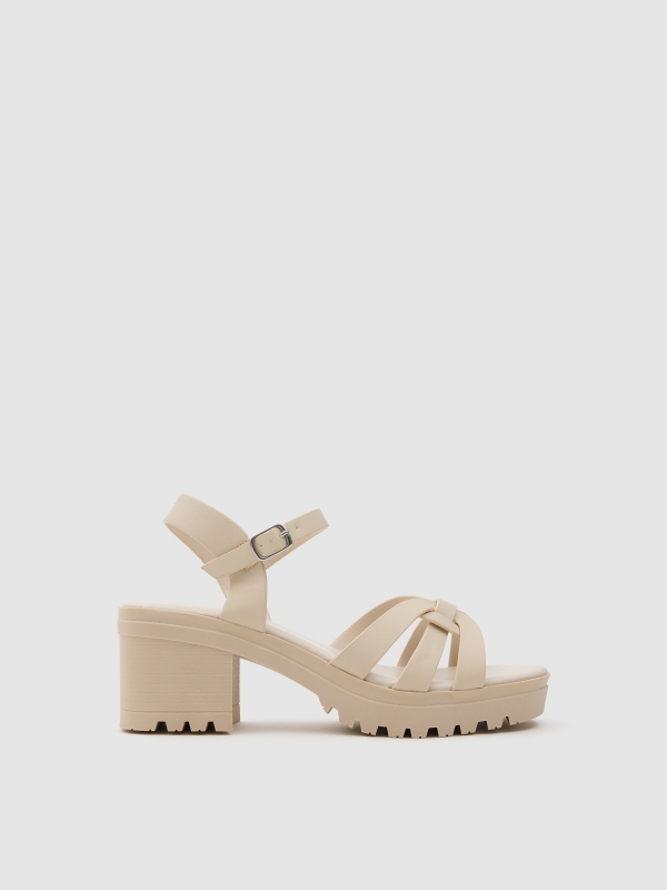 Platform sandal with crisscross straps raw