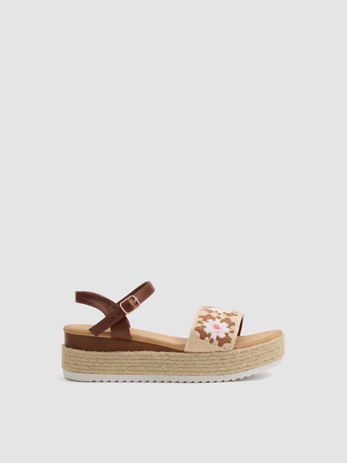 Crochet wedge sandals flowers sand