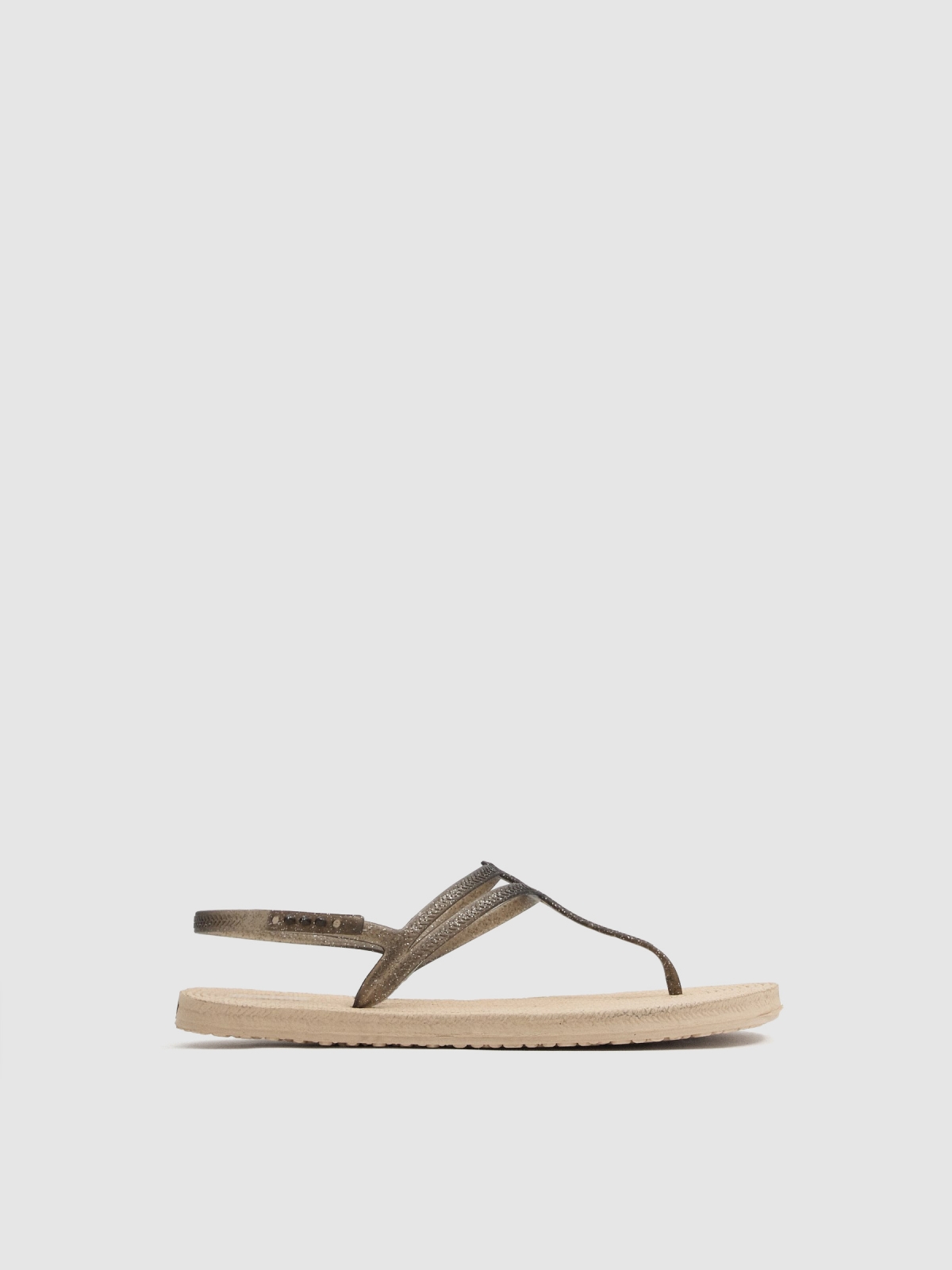 Chanclas brillo tiras negro vista cenital