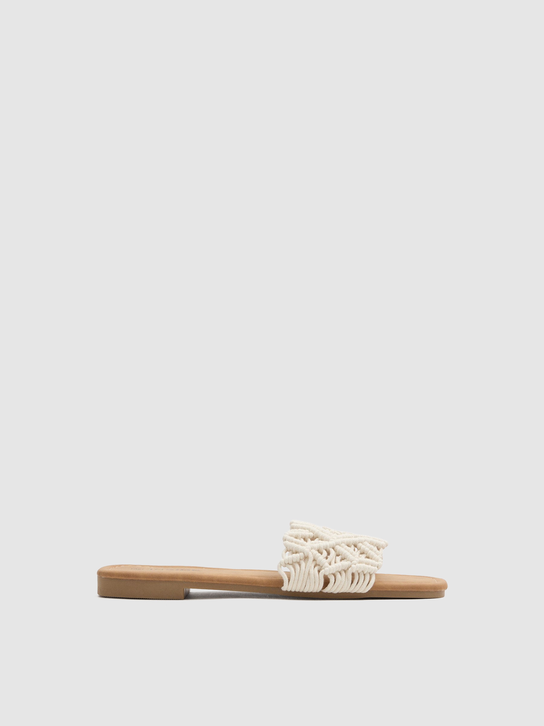 Crochet slide sandal off white