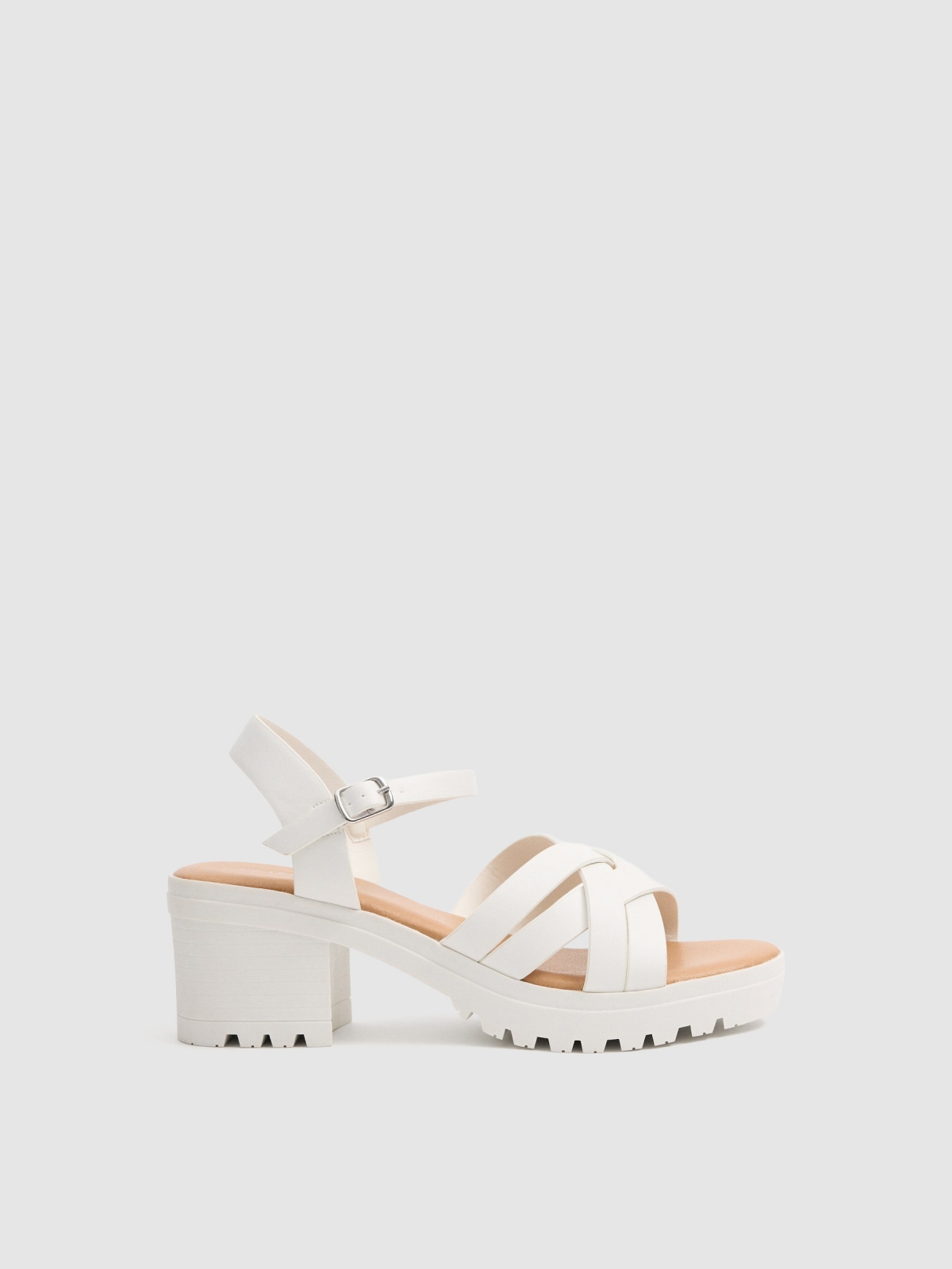 Sandalias de tacón tiras cruzadas blanco