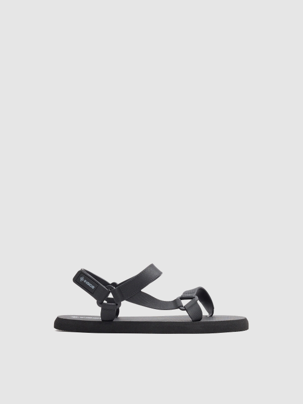 Sandalia tiras velcro negro vista cenital