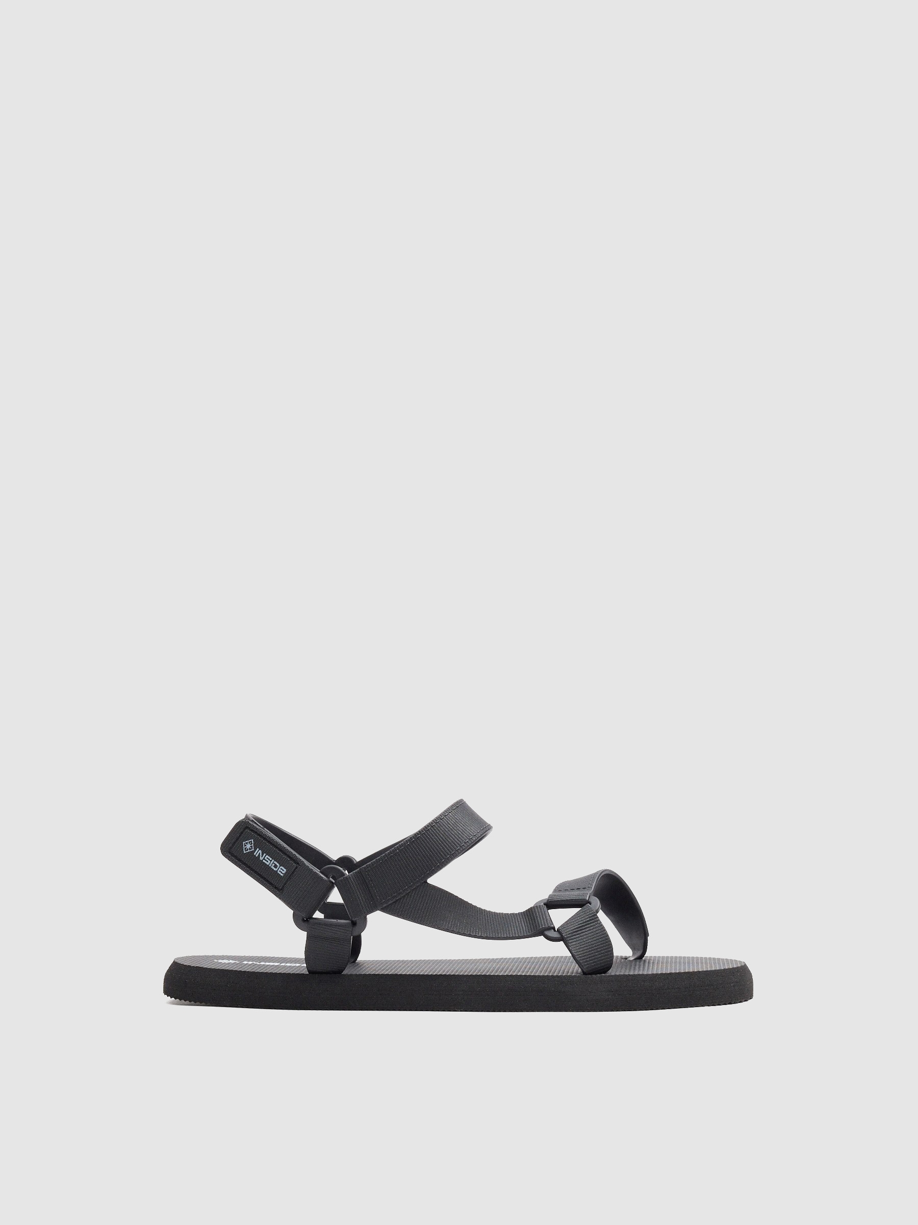 Sandalia tiras velcro negro vista cenital