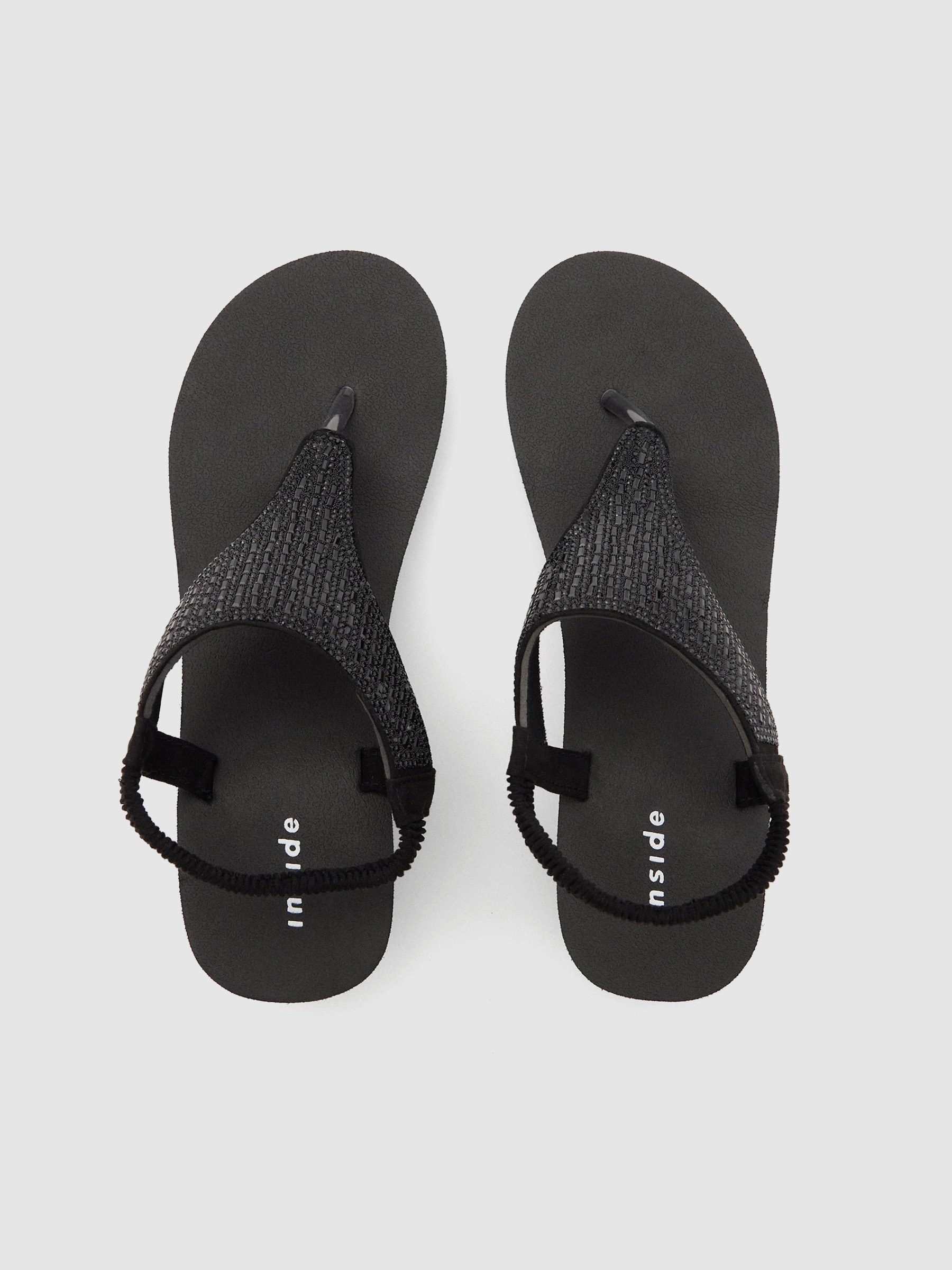 Wedge flip-flops black zenithal view