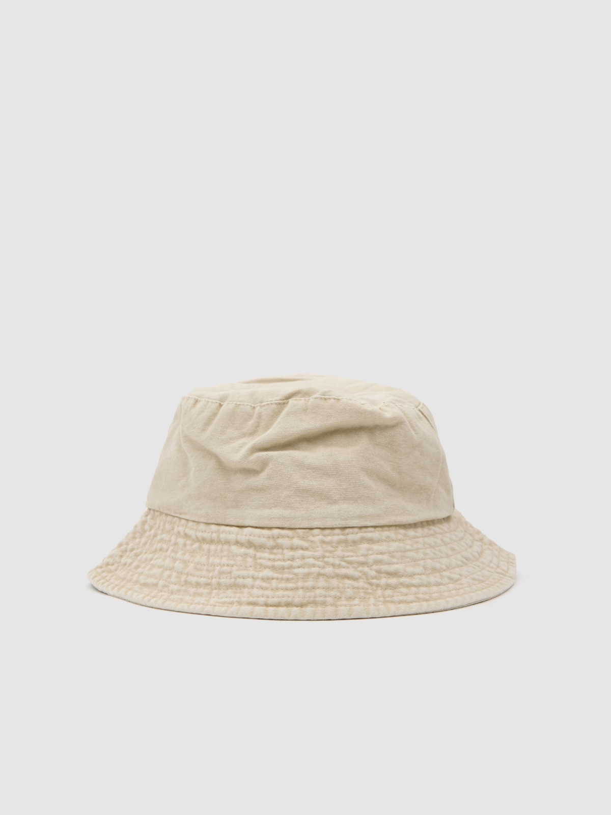 Gorro bucket sencillo beige vista lateral frontal 45º