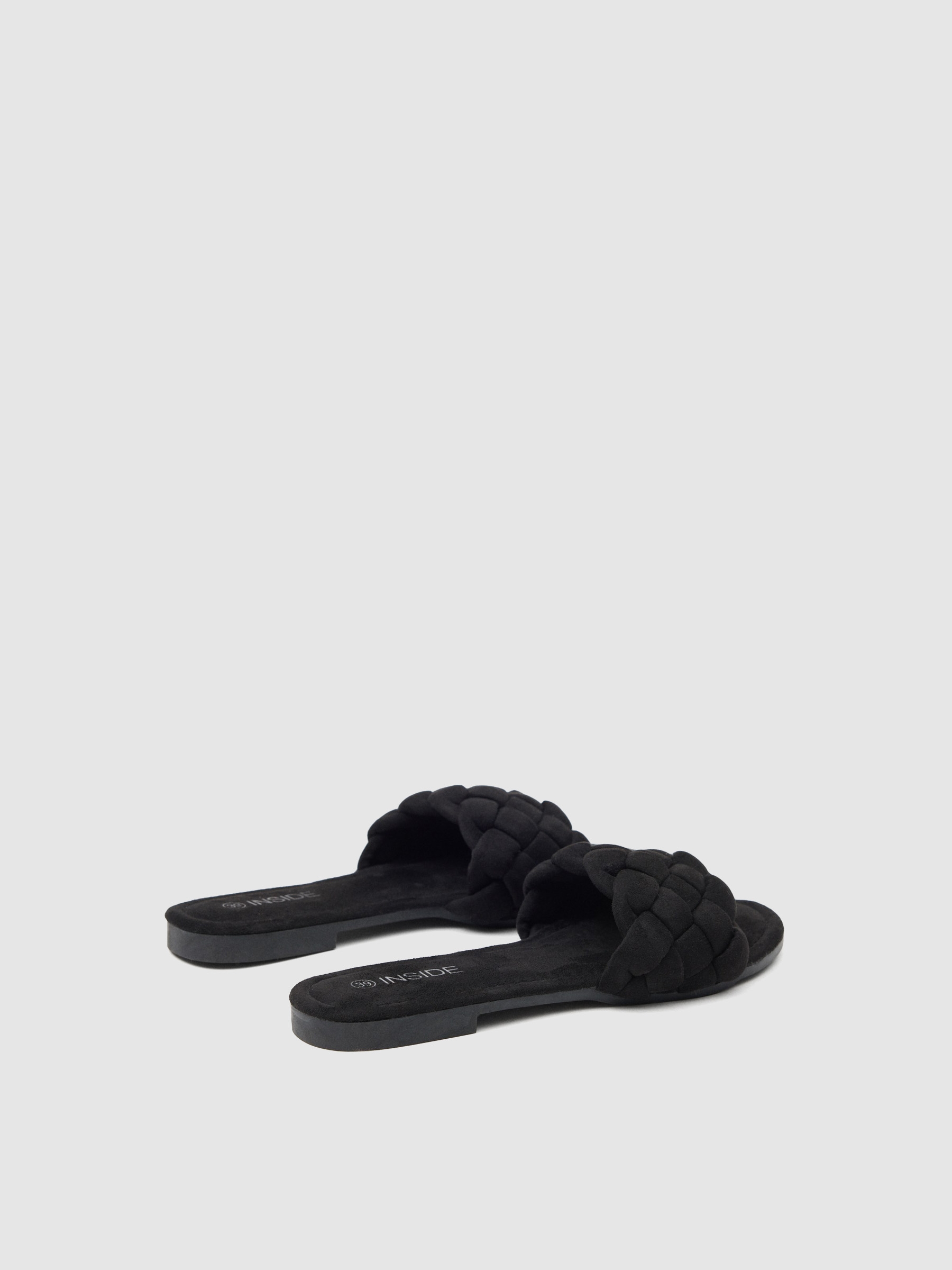 Sandália pala trançada preto