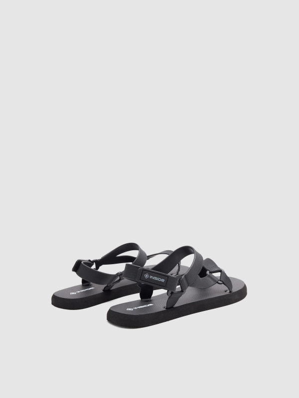 Velcro strap sandal black 45º back view