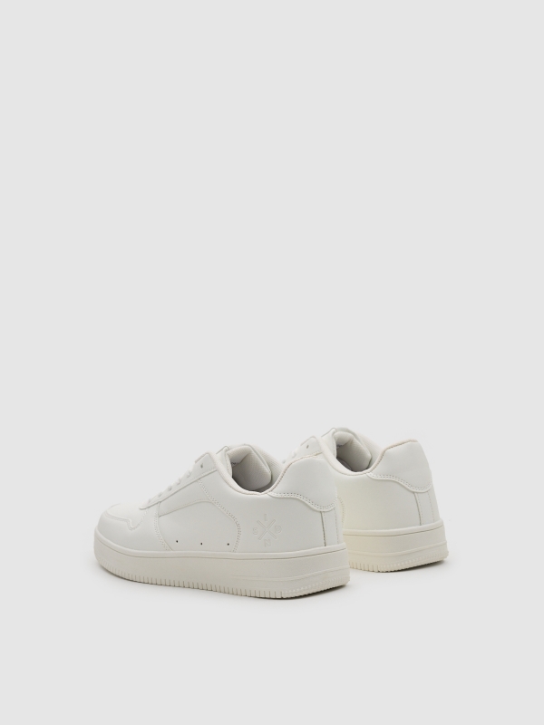 Zapatilla casual combinada basica blanco vista trasera 45º