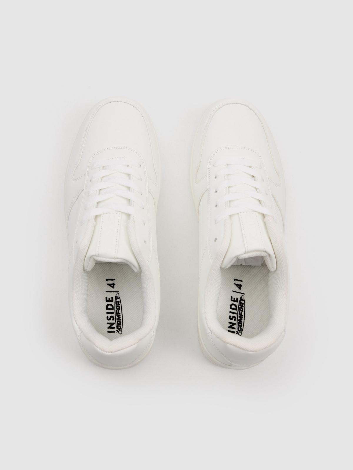 Zapatilla casual combinada basica blanco vista cenital