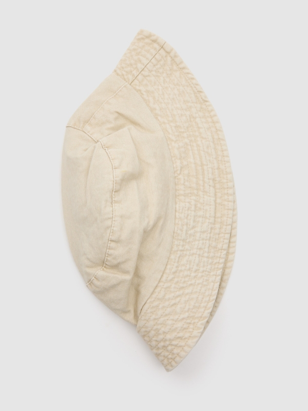 Gorro bucket simples bege vista frontal