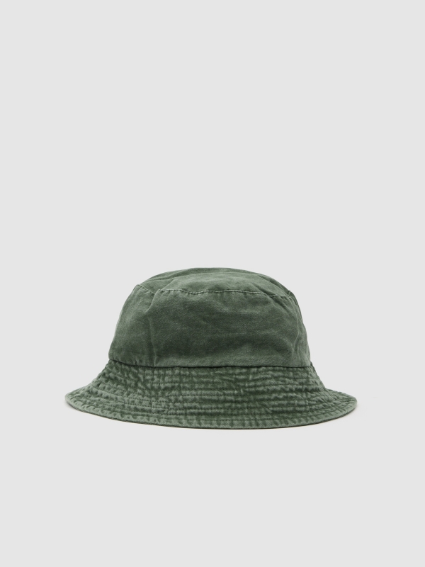 Simple bucket hat green 45º front view