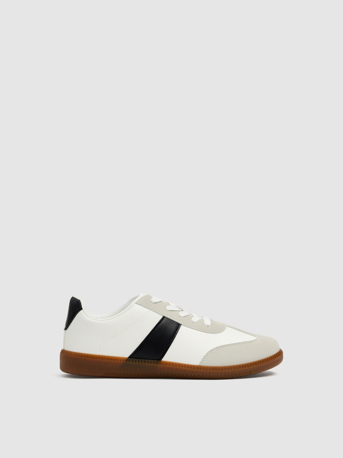 White retro low-top sneakers white profile view