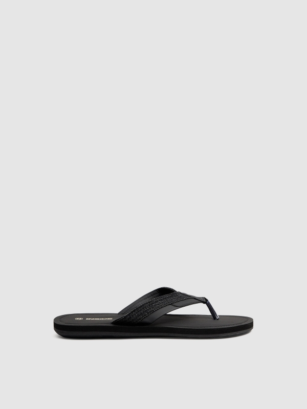 Chanclas denim negro vista perfil