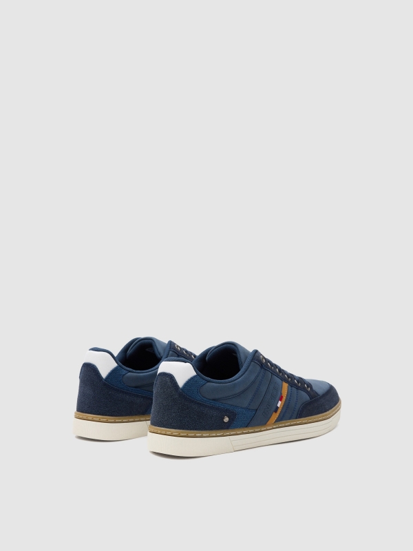 Blue leatherette slippers 45º back view