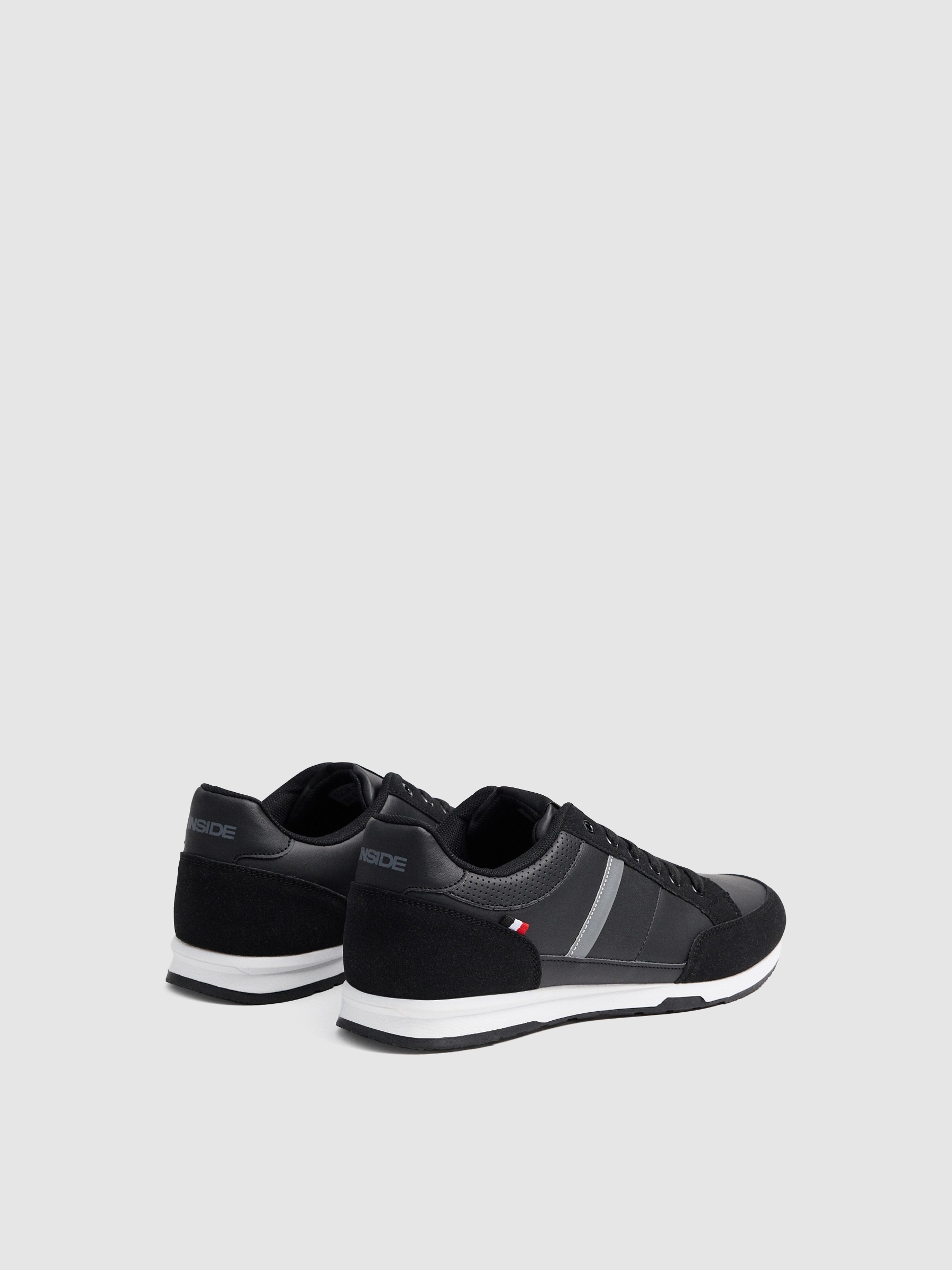 Basic sneakers with stripe black/beige profile view