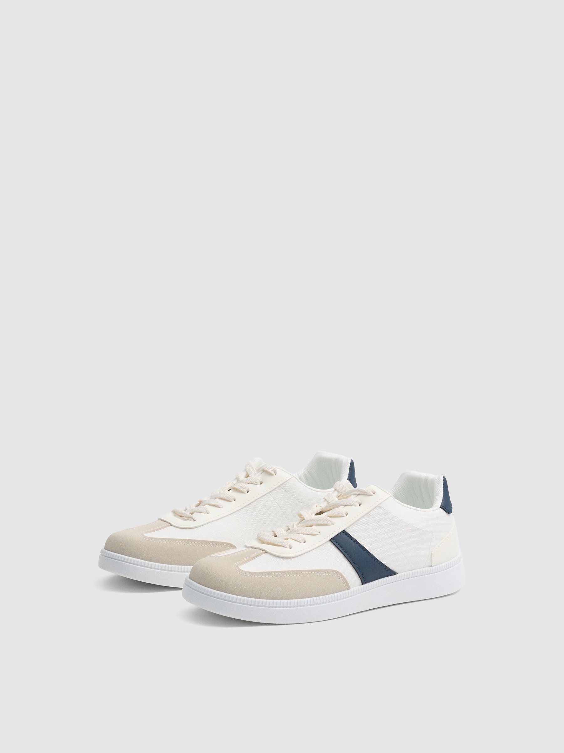 Zapatillas lona combinada blanco vista perfil