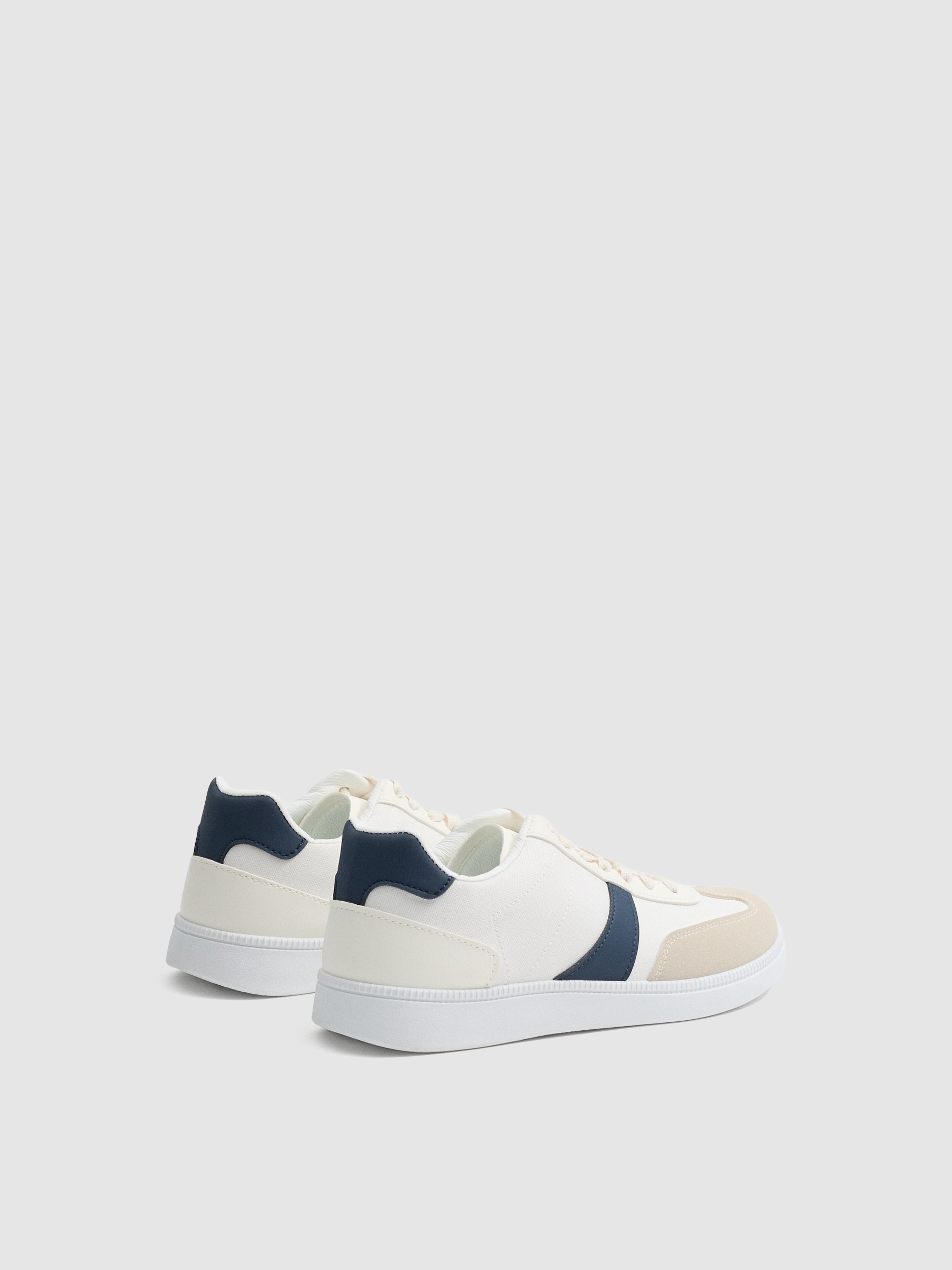 Combined canvas sneakers white profile view