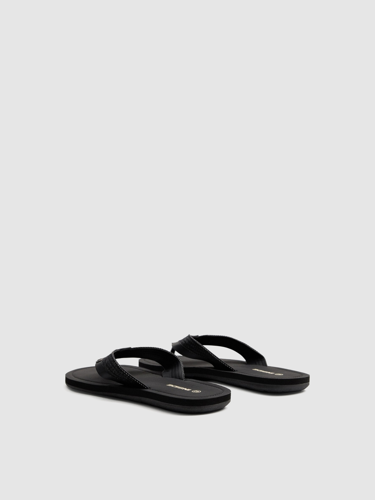 Chanclas denim negro vista trasera 45º