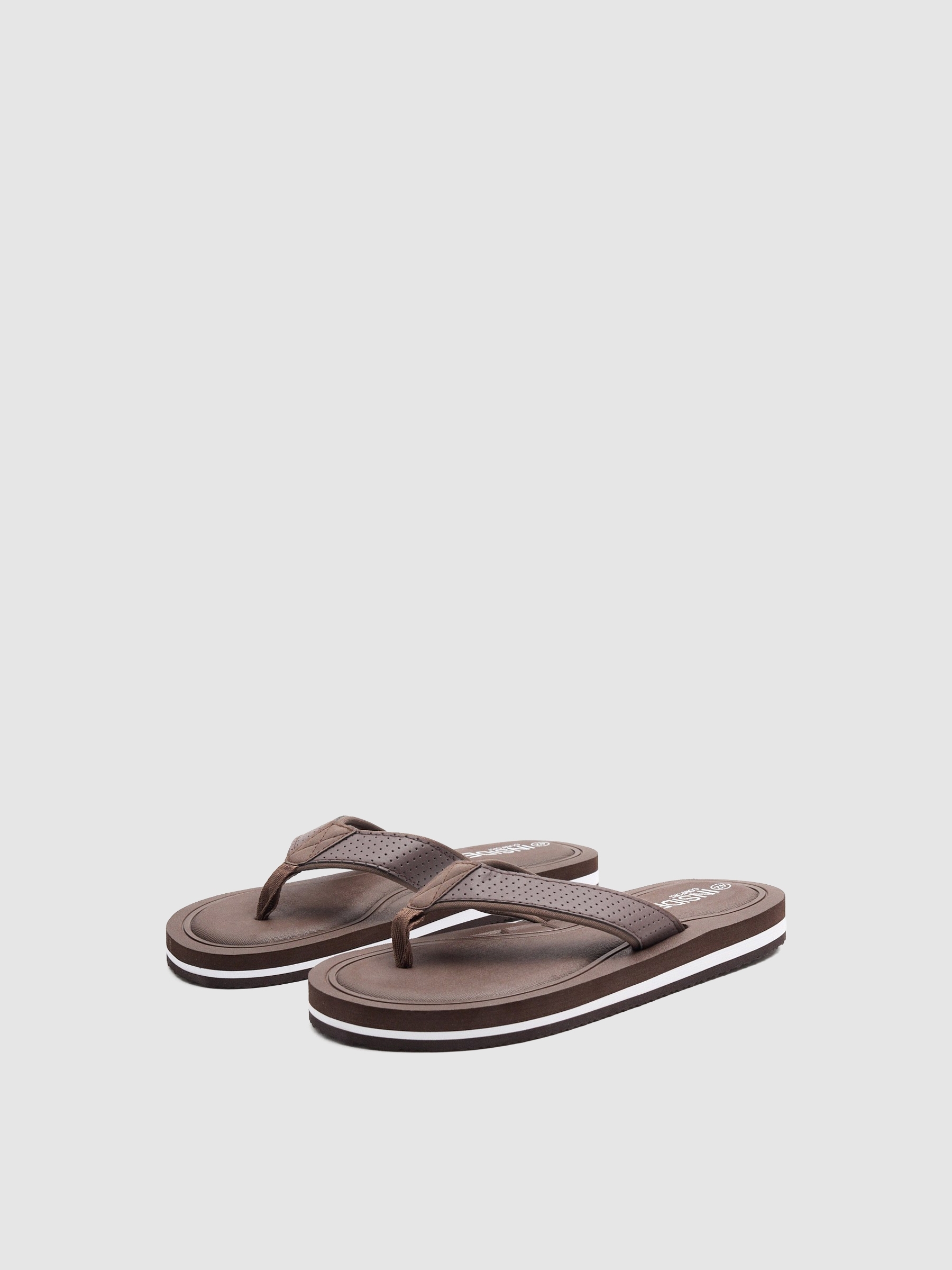 Chinelo dedo conforto marrom marrom escuro vista superior