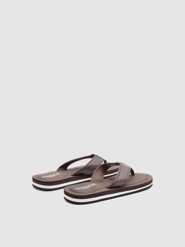 Chinelo dedo conforto marrom marrom escuro vista traseira 45º