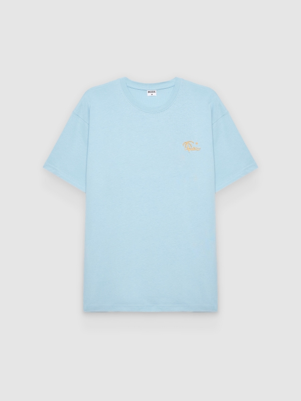  Camiseta mini print praia azul vista frontal