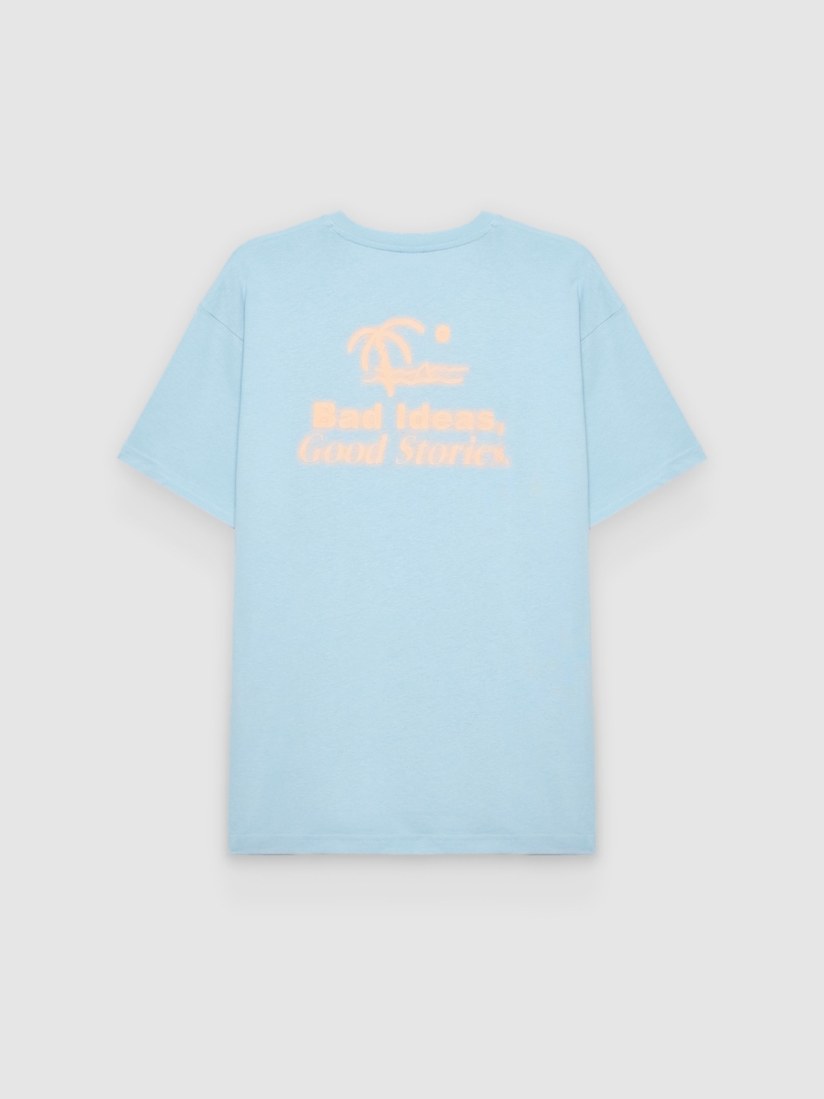 Camiseta mini print praia azul vista traseira