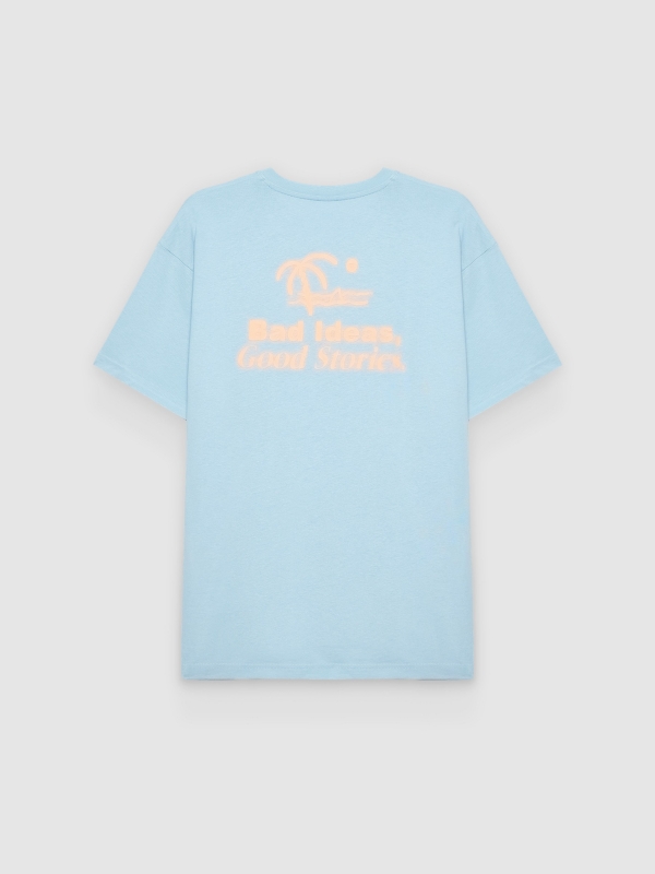 Camiseta mini print praia azul vista traseira