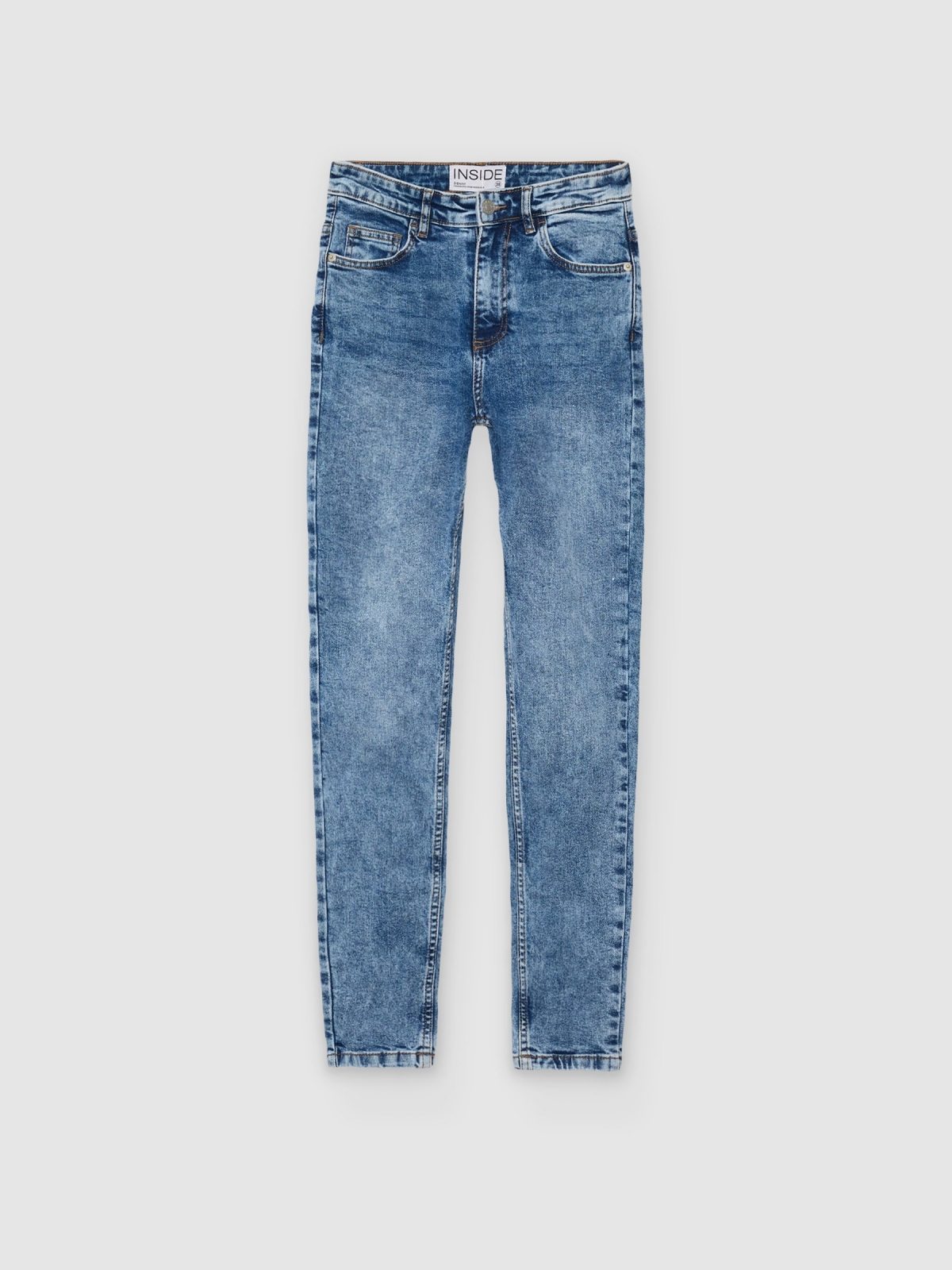 %Pto% Jeans skinny básicos de tiro medio azul vista frontal