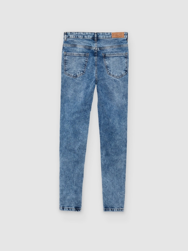 Jeans skinny básicos de tiro medio azul vista trasera