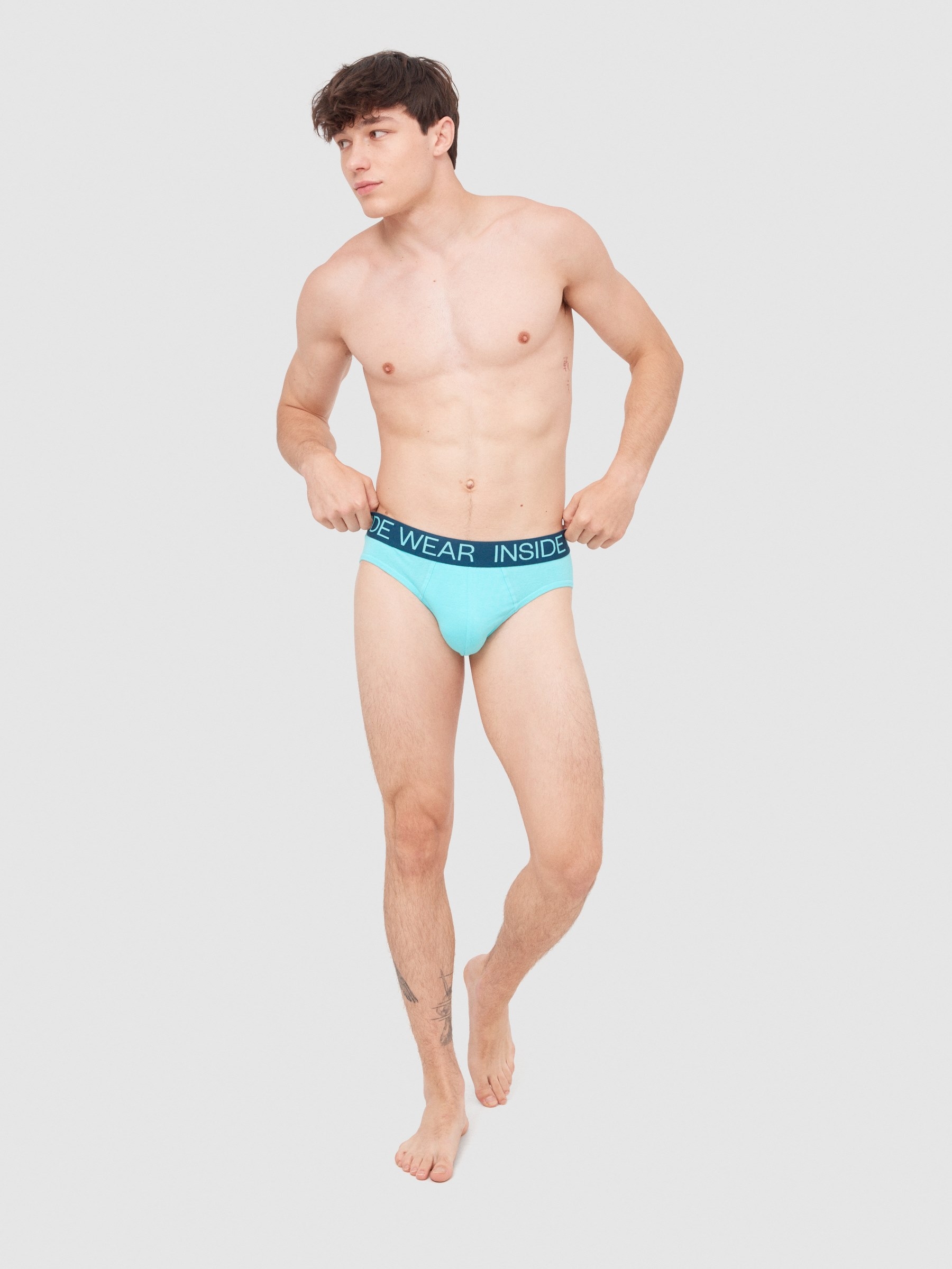Pack 4 cuecas azuis multicolorido vista meia frontal
