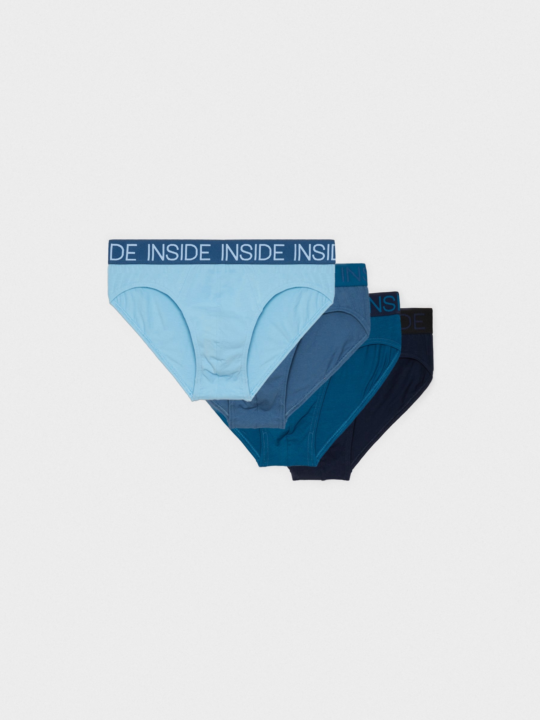Pack 4 cuecas azuis multicolorido vista meia frontal