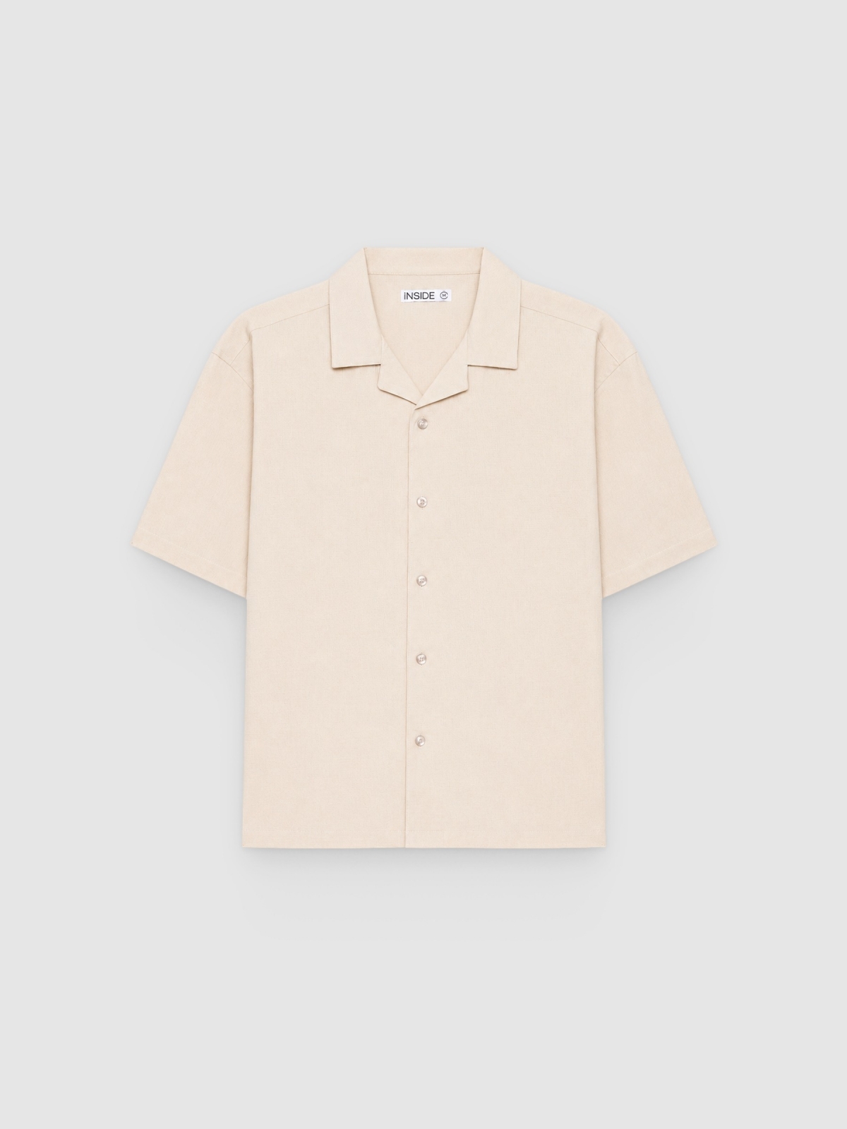 %Pto% Camisa de linho oversized gola resort crua vista frontal