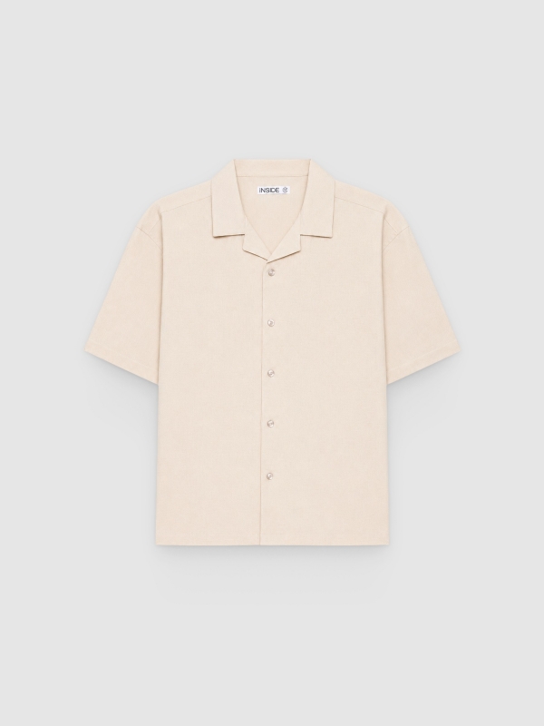  Camisa de linho oversized gola resort crua vista frontal