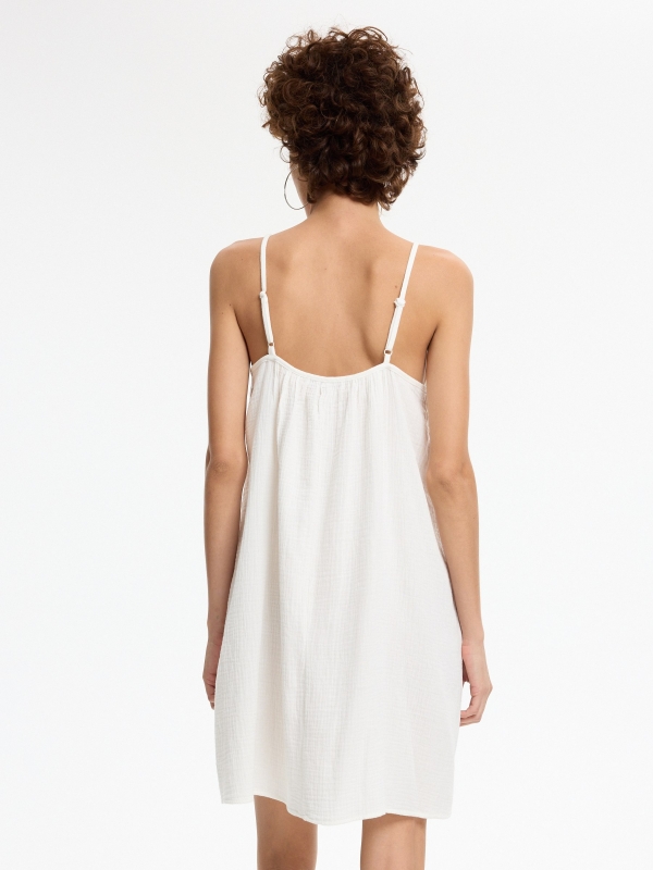 Vestido mini tirantes liso crudo vista media trasera