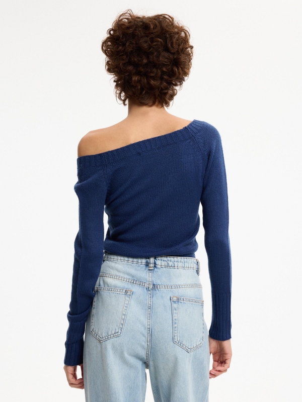 Marbled boat sweater navy middle back view