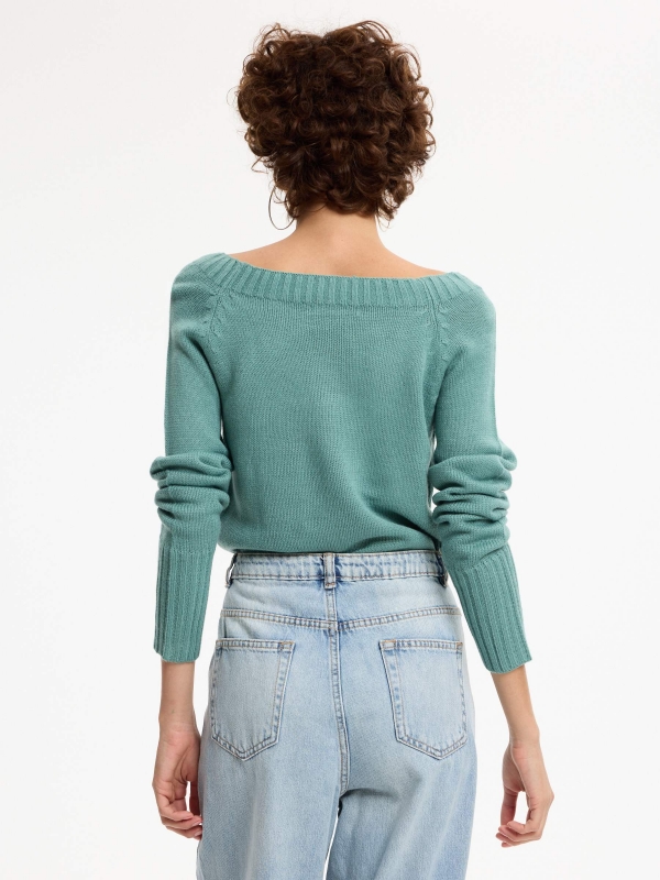 Marbled boat sweater emerald middle back view