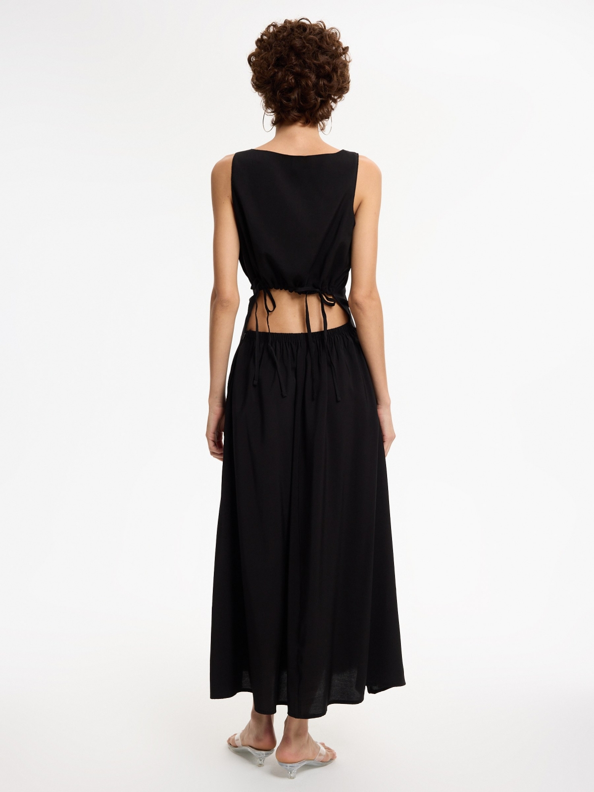 Maxi dress with cut-out back black middle back view