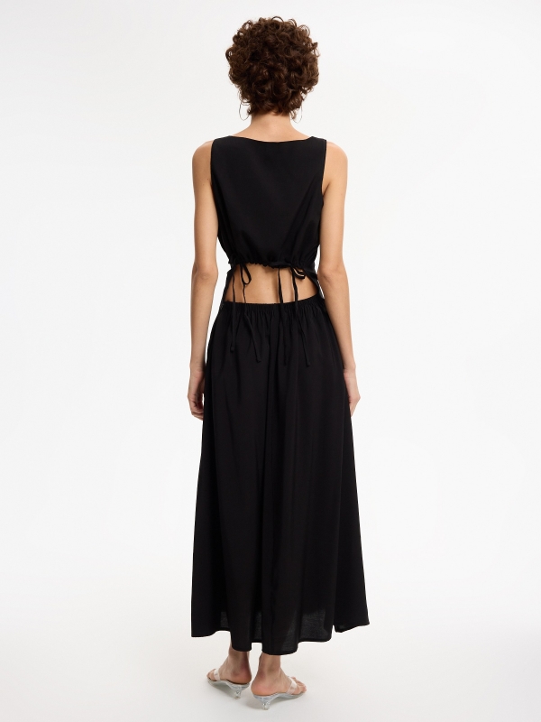 Maxi dress with cut-out back black middle back view