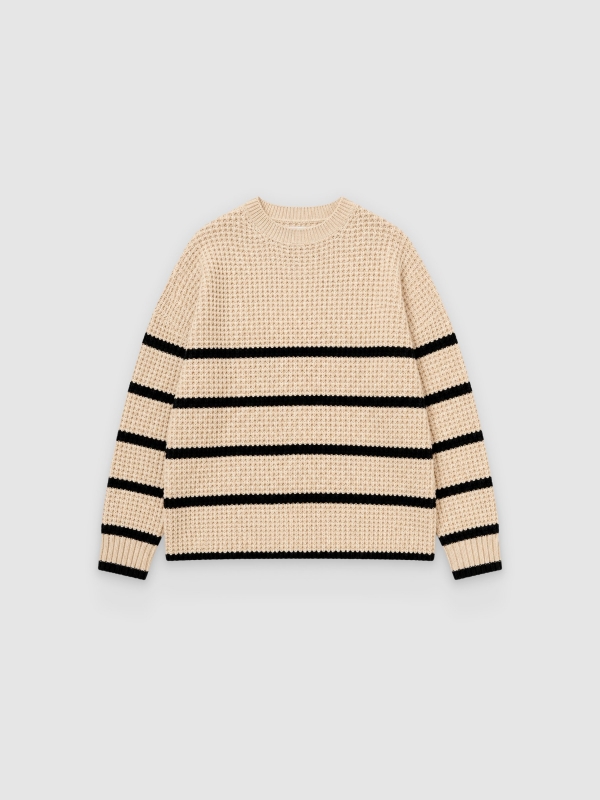  Oversized striped jumper sand front view