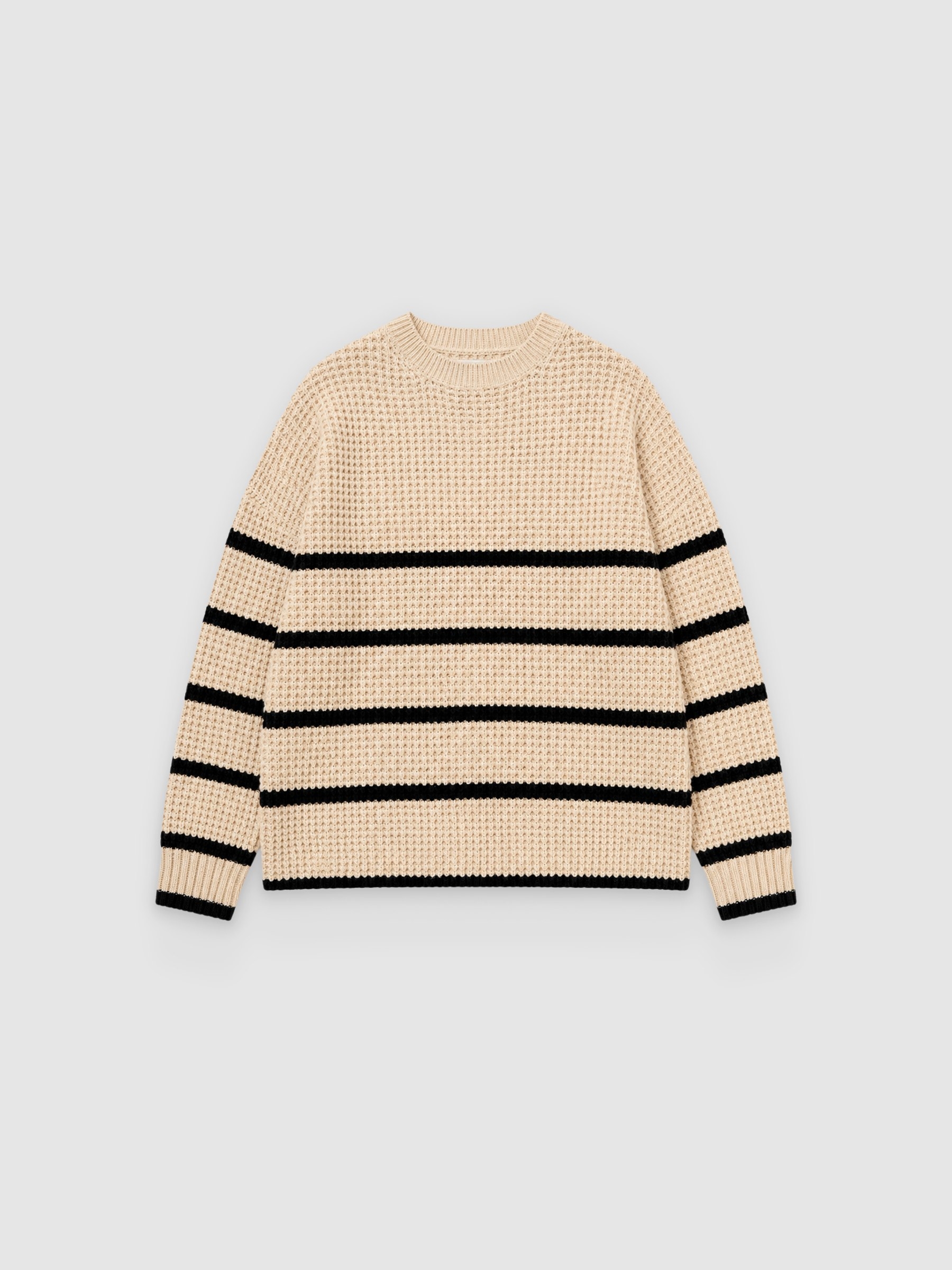 Oversized striped jumper sand middle front view