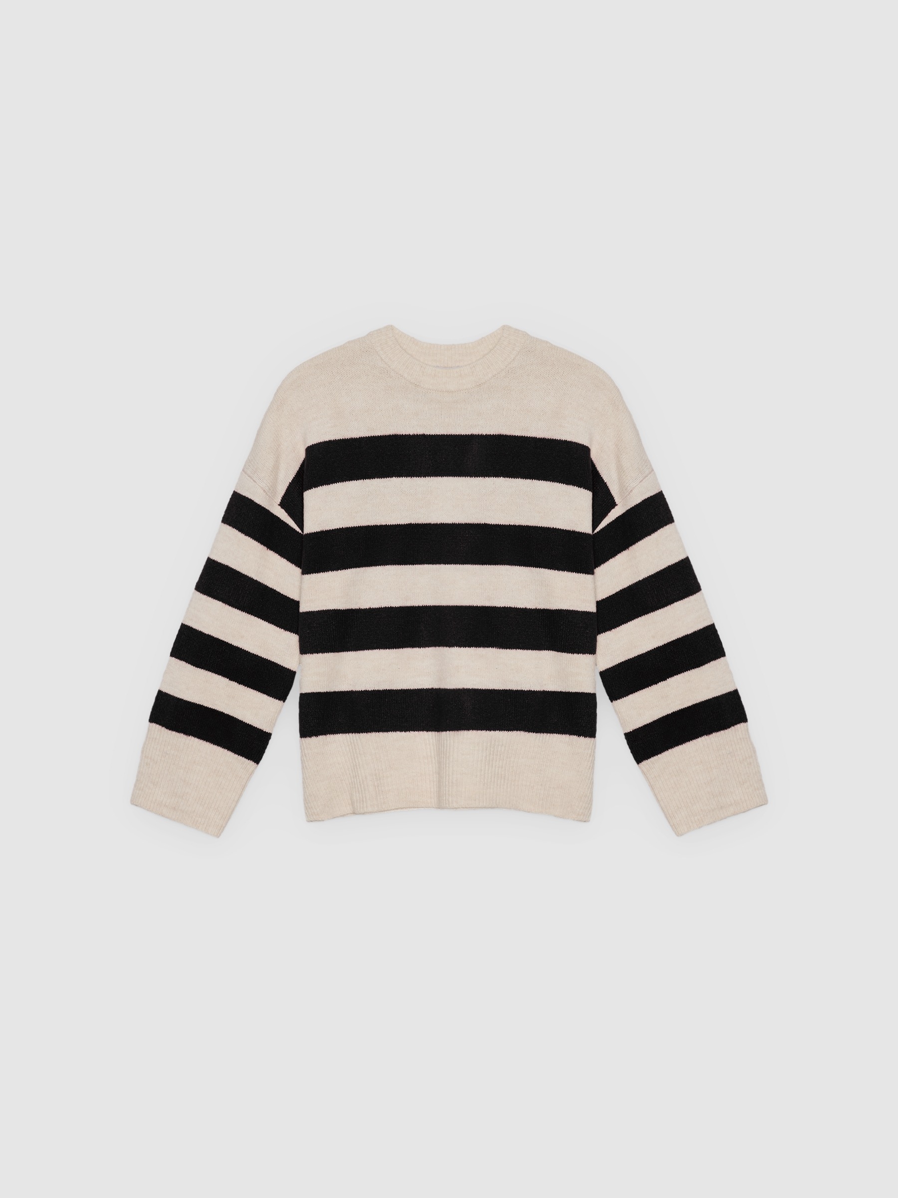 Oversized sweater with stripes multicolor middle front view