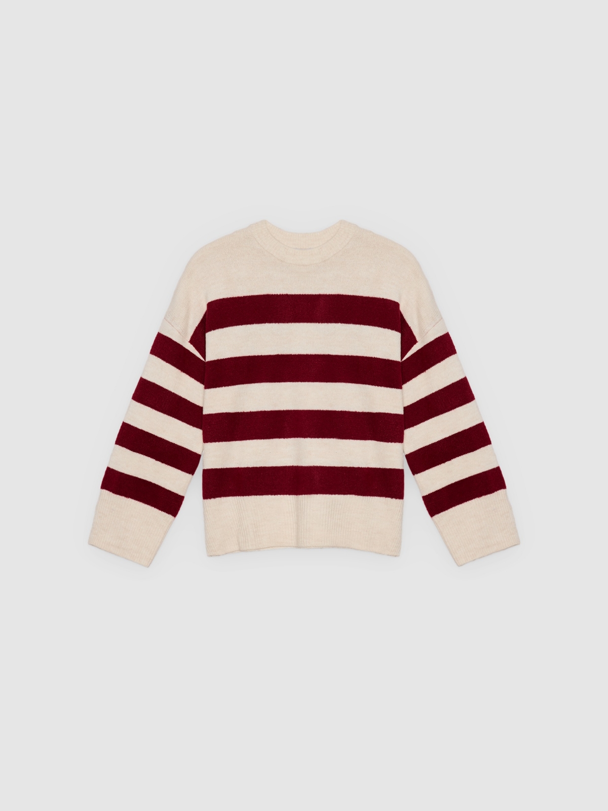 %Pto% Suéter oversized listrado vermelho vista frontal