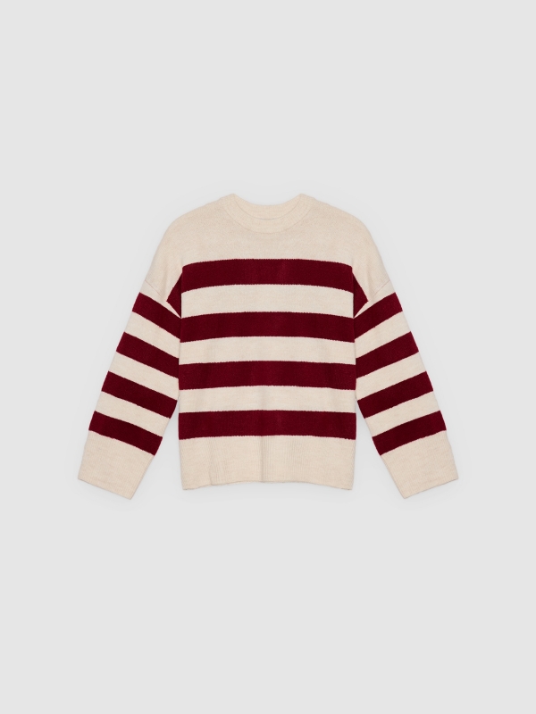  Suéter oversized listrado vermelho vista frontal