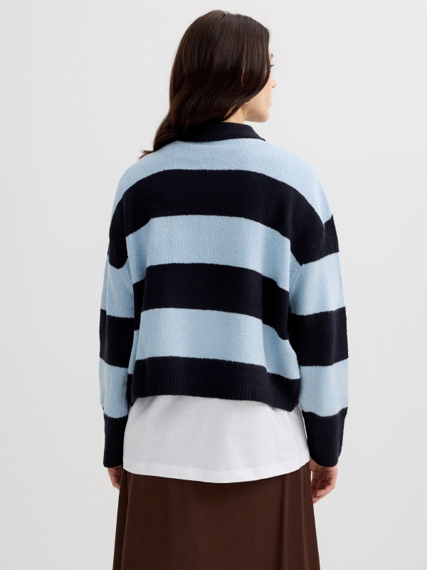 Jersey punto polo oversize rayas multicolor vista media trasera