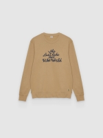 %Pto% Oversized sweatshirt with embroidered text beige front view