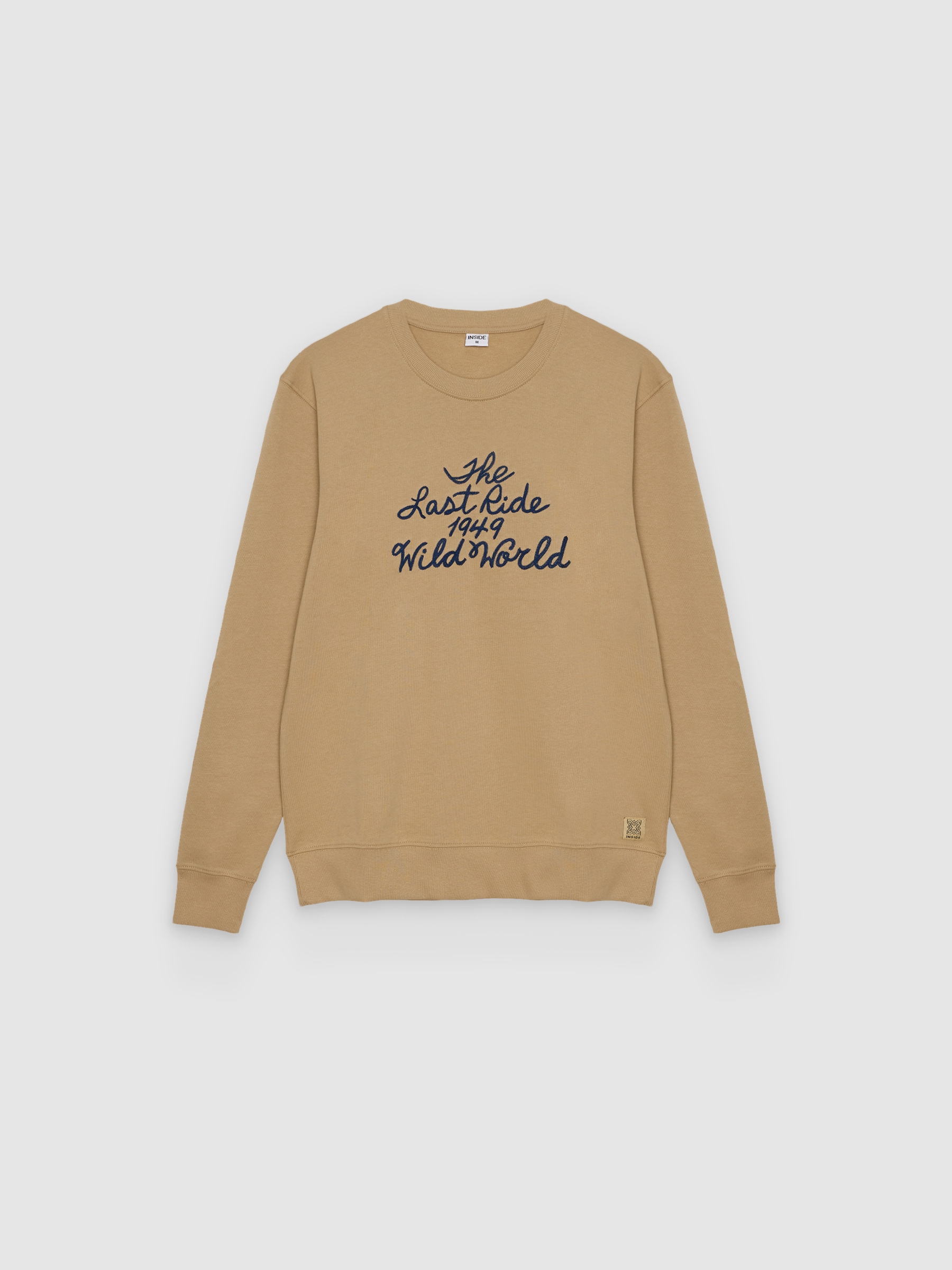 %Pto% Oversized sweatshirt with embroidered text beige front view
