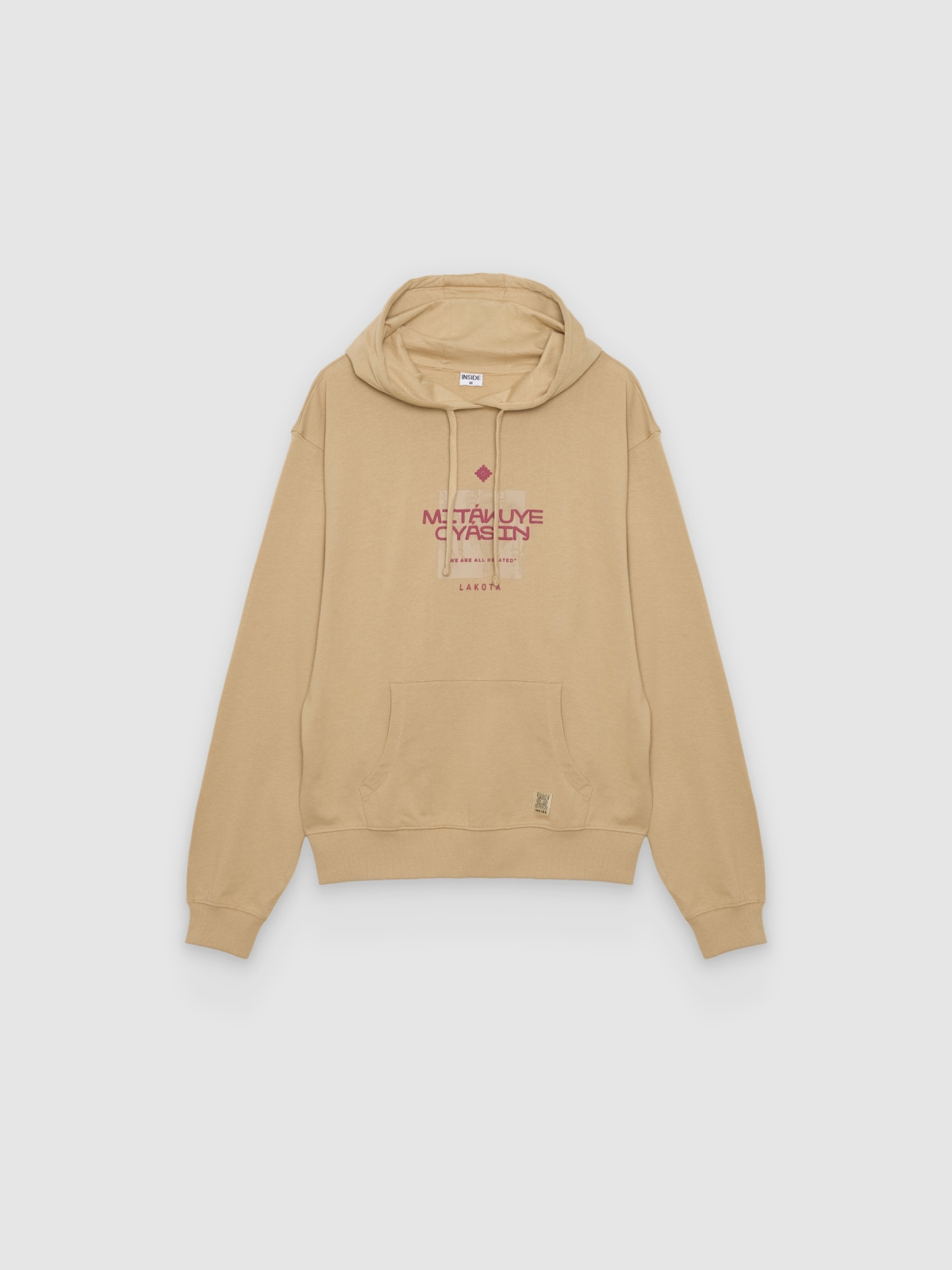 %Pto% Hoodie with Lakota hood beige front view
