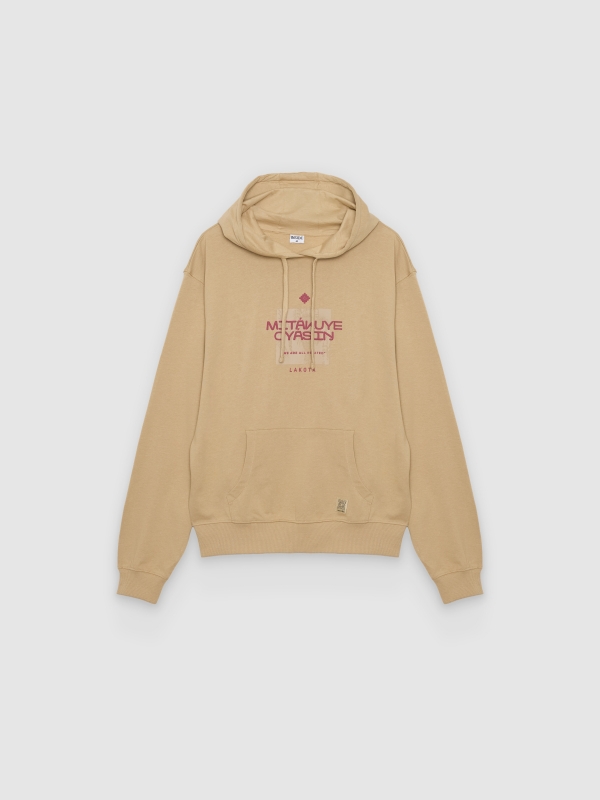  Hoodie with Lakota hood beige front view