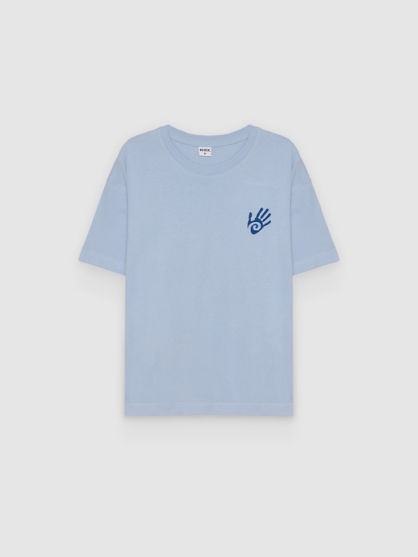  Hand print t-shirt sky blue front view