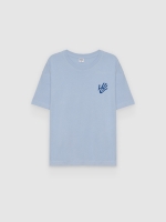 %Pto% Camiseta estampada à mão azul céu vista frontal